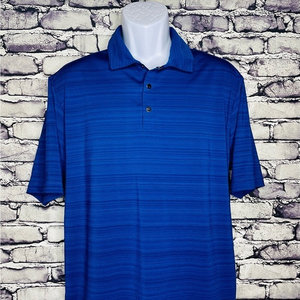 Tiger Woods Collection Nike Dri-Fit Golf Polo Shirt Mens Sz M Blue Snap Buttons‎